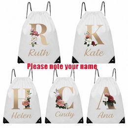 custom Name Fabric Pouch String Bag Travel Outdoor Organiser Pack Sports Drawstring Backpack Children Birthday Party Favours Bags d4mC#