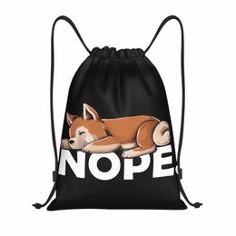 custom Shiba Inu Drawstring Bag Men Women Lightweight Funny Japanese Dog Nope Sports Gym Storage Backpack X4Ei#