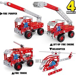 Stem Building Toys For Boys Age 8+,Erector Set Fire Trucks Series Model Kit,Assembly Toys For Kids,Metal Building Educational