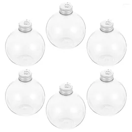 Vases 6 Pcs Christmas Spherical Bottle Xmas Decor Juice Bottles Outdoor Office Suplies Beverage Packing The Pet Plastic With Lids