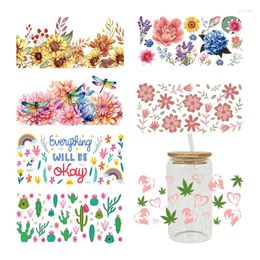 Window Stickers Beautiful Flower UV DTF Sticker For 16oz Cup Wrap Transfer Custom Label DIY Logo Self Adhesive D8600