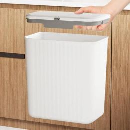 Hanging Trash Can Creative No Punching With Lid Large Capacity Trash Can Wall Mounted Trash Bin Recycling Kitchen Storage Bin