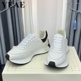 Casual Shoes Fashion Women Vulcanised Men 2024 Leather Platform Sneakers Luxury Designer Thick Sole Lace Up