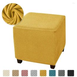 Chair Covers Polar Fleece Stretch Ottoman Cover Elastic Storage Slipcover Solid Footrest Home Foot Stool Furniture Protector