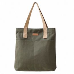 women Canvas Tote Bag Solid Color Designer Ladies Casual Handbag Shoulder Bag Large Capacity Reusable Shop Multi Pockets O5N6#