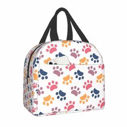 pet Paw Pattern Animal Imprint Insulated Lunch Bag for School Office Dog Footprint Gift Picnic Thermal Cooler Lunch Box Women k1R5#