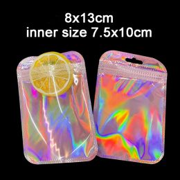 50pcs Iridescent Self Sealing Bags Colorful Laser Iridescent OPP Pouches Resealable Zip Lock Packaging For Jewelry Retail Bags