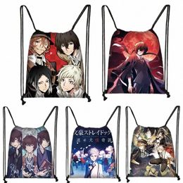 anime Bungou Stray Dogs drawstring bag boys girls fi storage bags teenager Osamu Chuya Nakahara backpack travel bag 25Ov#