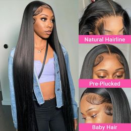 360 Full Lace Wigs For Black Women 30 Inch Brazilian Bone Straight 13X4 13X6 Transparent Lace Front Human Hair Wigs Pre Plucked