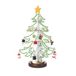 Xmas Gift Hand-assembled Red Christmas Decorations Desktop Christmas Tree Wooden Green Birthday Gift Home Decor Diy Children Toy