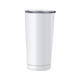 Mugs Sublimation Blank Tumbler White 20oz Stainless Steel Coffee Travel Cups With Lid Straw Double Wall Insulated Mug