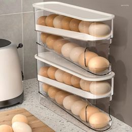 Kitchen Storage Space Saving Refrigerator Eggs Dispenser Automatic Scrolling Rack Holder Boxes