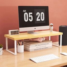 Computer Stand Rack Wooden Table Home Storage Holders Utility Accessories Bracket Raised Shelf Office Laptop Monitor Desktop 240329