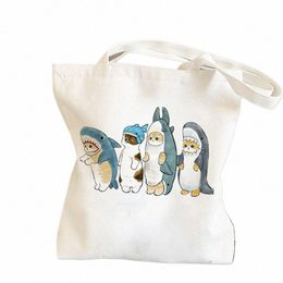 high Capacity Canvas Shoulder Bags Woman Shop Bags Kawaii Cats Carto Manga Tote Bag Beach Bag Shopper Bags Handbags c4uy#
