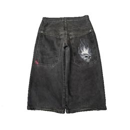 Streetwear Y2k Shorts Harajuku Hip Hop Skeleton Graphic Knee Length Denim Gym Mens Gothic Men Basketball Short 240315
