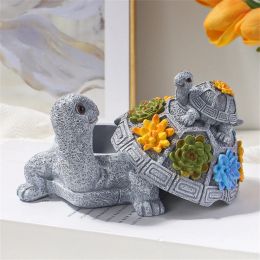 Sculptures New Cute Tortoise Ashtray Resin Sculpture Figurine Office Home Decoration Ornaments Desktop Decor Handmade Craft Modern Art