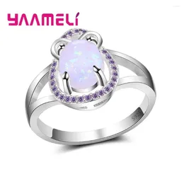 Cluster Rings Special Design Women Fashion Fire Opal Stone For 925 Sterling Silver Jewellery Kunckle