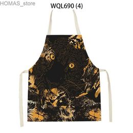 Aprons 1Pcs Newly Designed Animal Leopard Newly Designed Animal Leopard Patterned Clean Art Apron Home Cooking Kitchen Aprons 55x68cm Y240401VNHH