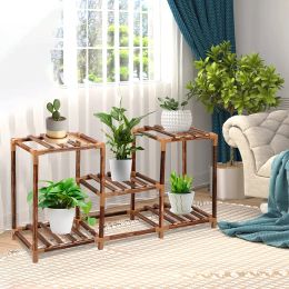 4/5-Shelves Wooden Plant Stand Flower Rack Indoor Outdoor Plants Holder, Home Pot Display Shelf Garden Planter Potted Rack Stand