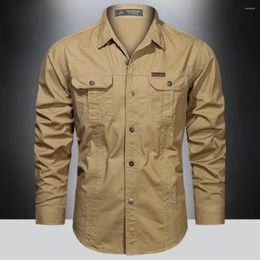 Men's Casual Shirts 2024 Denim Shirt Cotton High-quality Leisure Solid Color Long Sleeve Multi-pocket Fashion Slim Men