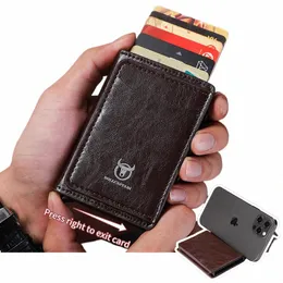 bullcaptain Credit Card Holder Men Wallet RFID Blocking Protected Aluminium Box Leather Wallets with Mey Clip Card holder r4HS#