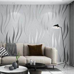 Wallpapers Wallpaper Self-adhesive Modern Simple 3d Stripe Wavy Non-woven Bedroom