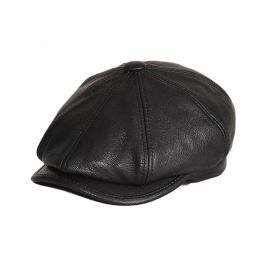 Retro Man Genuine Suede Leather Duckbill Boina Thin Berets Hats For Men/Women Leisure Black/Brown 55-61cm Fitted Duckbill Bonnet