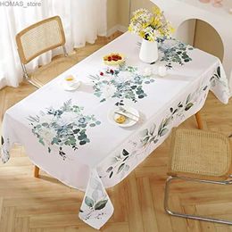 Table Cloth Spring Watercolour Eucalyptus Rectangular Tablecloth Kitchen Table Decor Waterproof Tablecloth for Holiday Party Decoration Y240401