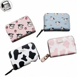 cute Cow Pattern Coin Purse for Women Girls Card Wallet PU Leather Students Pocket Zipper Key Bag Carto Handbags Card Holder i0LZ#