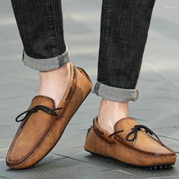 Casual Shoes 2024 High Quality Leather Loafers Men Black/green/brown Male Driving Men's Flats Fashion Size 38-49