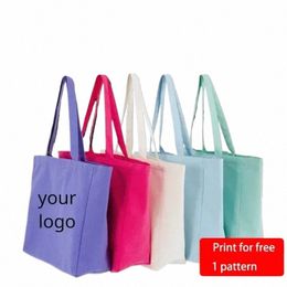 blank zipper shoulder canvas bag can be Customised logo commuting simple eco friendly Colour cott portable canvas bag q13j#