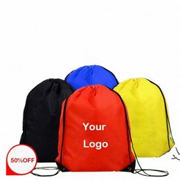 persalized Customizati Print Image / Logo / Name The Drawstring Bag Women Men Causal Backpack Travel Bags Sports Bag 927W#