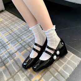 Dress Shoes Phoentin Patent Leather Two Buckle Mary Janes For Women Retro Middle Heels 2024 Spring Party Pumps Plus Size 43 FT3184