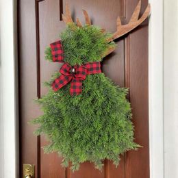 Decorative Flowers Elk Christmas Wreath Supplies Home Decor Xmas Ornament For Indoor Outdoor Fireplace Windows Wall Office