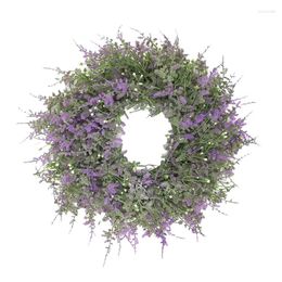 Decorative Flowers BEAU-Artificial Purple Fragrant Grass Spring Wreath For Front Door Window Wall Wedding Party Farmhouse Home Decor