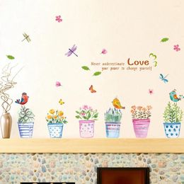 Wall Stickers Cartoon Bonsai Girls PVC Decoration Home DIY Removable Accessory Sofa Background Self Adhesive Kids Bedroom Sticker