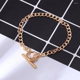 Charm Bracelets Aihua Summer OT Gold Colour Chain Bracelet For Women Men Ins Couple Jewellery Gifts