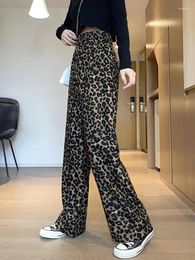 Women's Pants Fashion Leopard High Waist Chicly Vintage Casual Female Young Streetwear Hip-Hop Wide Leg Trousers