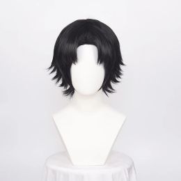Wigs ccutoo Men's Black Synthetic Hunter X Hunter Captain Chrollo Lucilfer Wigs Short Cosplay Costume Wigs Halloween Party Play Role