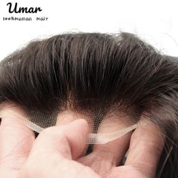 Lace Front Men's Wig Lace and PU Toupee Male Hair Prosthesis 100% Human Hair System Unit Blenched Natural Hairline Wig For Man
