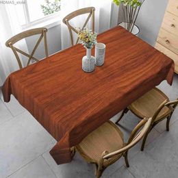 Table Cloth Orange Wooden Texture Rectangle Tablecloths Kitchen Dining Table Decor Reusable Waterproof Table Covers Wedding Party Decoration Y240401