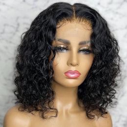 Water Wave Short Lace Human Hair Wig Brazilian Transparent Lace Wig Curly 4x4 Closure Wigs For Black Women On Sale Bling Hair