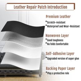 100x137cm Furniture Shoes First Aid Patch Leather Patch DIY Black Self-Adhesive Leather Repair Tape for Sofa Repair Patches