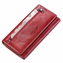 women Genuine Leather Wallets Fi Cell Phe Clutch Bag for RFID Protect Card Holder Purse Travel Zipper Pocket Lg Handbag l6ou#