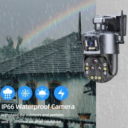 Ultra 16MP 8K WIFI PTZ IP Camera Surveillance Security Four Lens Camera 20X Zoom AI Auto Tracking Video CCTV Outdoor WIFI Camera