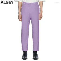 Men's Pants ALSEY Miyake Pleated Loose Sport Wide Leg Straight Western Casual Trousers Clothing Spring Summer