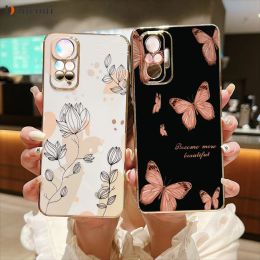 Abstract Plant Square Plating Phone Case For Xiaomi Redmi Note 10 Pro 11 10 10s 8 9 Pro Max Plus Redmi 9 9A 9T 9C 10C Cover