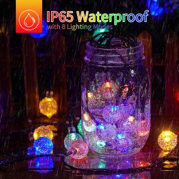 Solar LED Ball String Lights Waterproof Outdoor Garden Garland Fairy Light For Terrace Garden Pub Christmas Party Wedding Decor