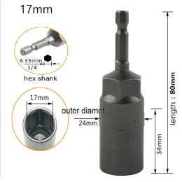 1 Pcs 80mm Length Extra Deep Bolt Nut Driver Bit 1/4 Inch 6.35mm Hex Shank Wrench Socket Screw Driver For Power Tool 5.5-19mm