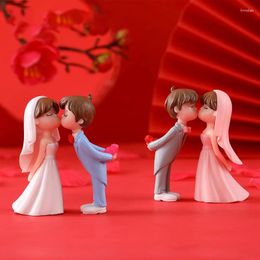 Garden Decorations 1 Pair Of Cartoon Romantic Wedding Couple Figurines Micro Landscape Pendant Diy Plastic Craft Scene Decoration